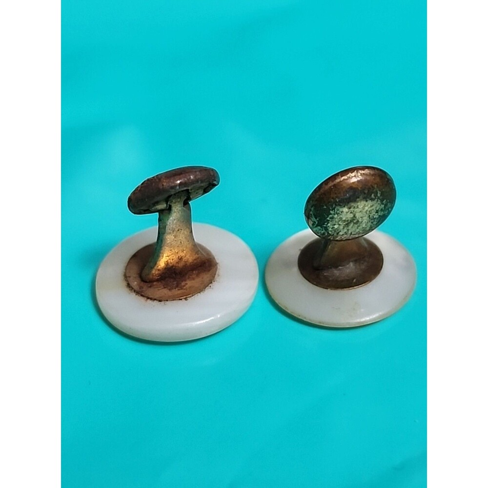 Vintage Swank Mother of Pearl Cufflinks Gold Tone Mid-Century Mens - Picture 3 of 5